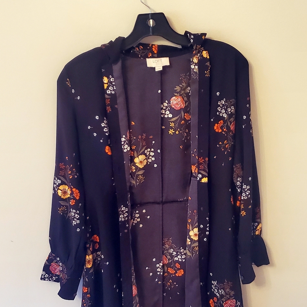 ☆Loft Black Floral Button Up Dress☆